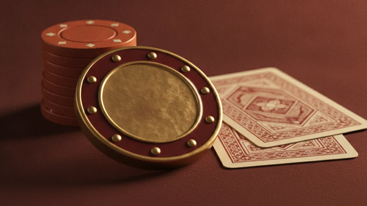 Bordo çuhada dealer düğmesi, iki kart ve fişler