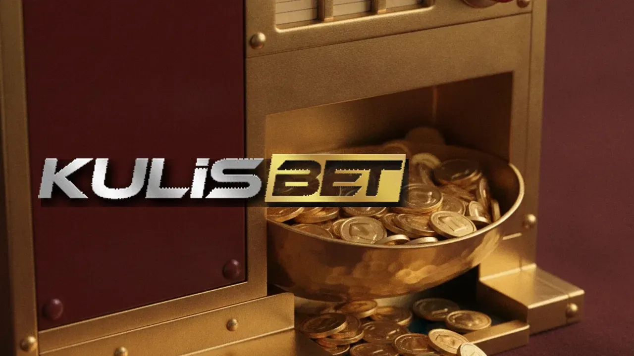 Kulisbet wordmark over a brass tray overflowing with gold tokens