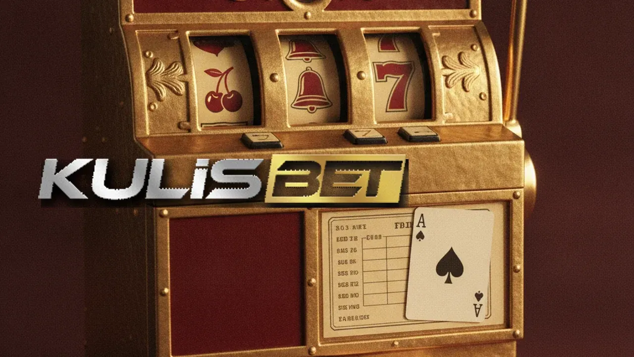 Kulisbet wordmark over a brass slot machine
